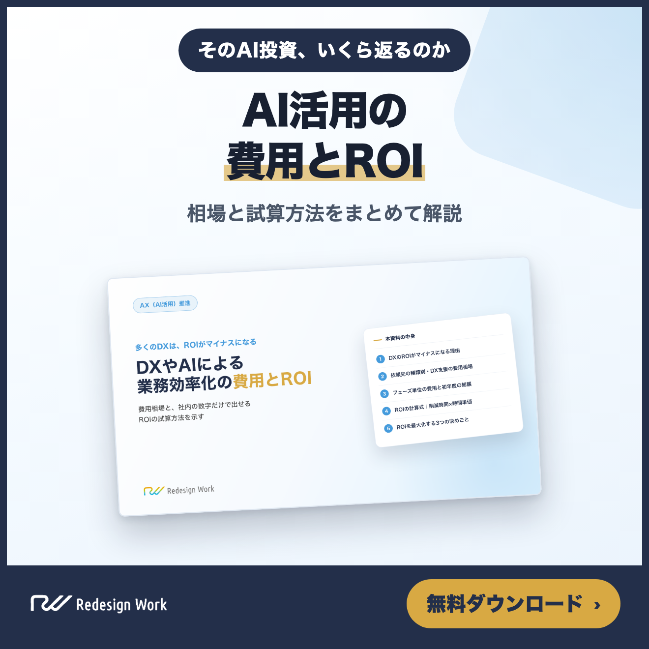 DXやAIによる業務効率化の費用とROI